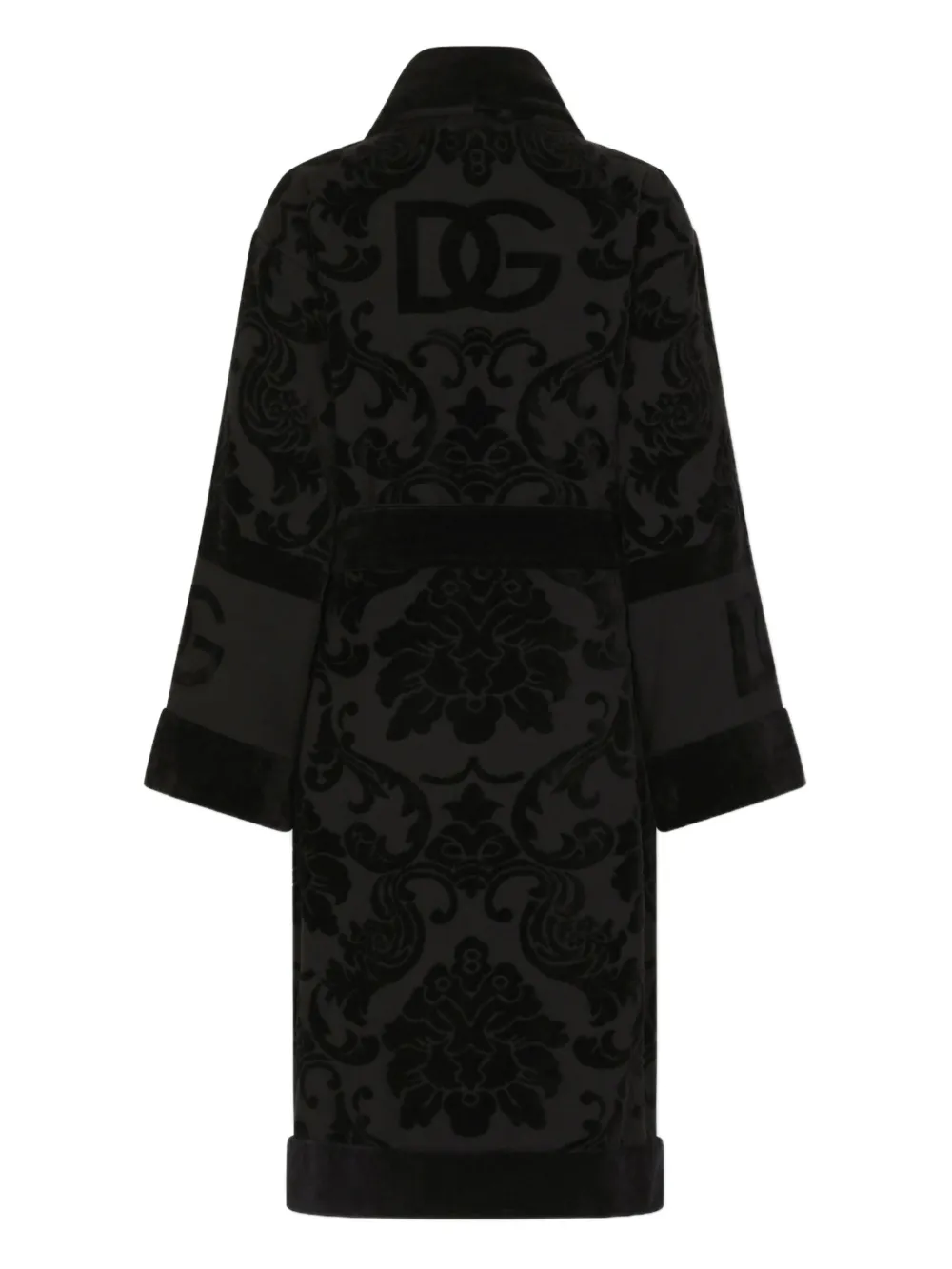 Жаккардовый халат с логотипом Dolce & Gabbana, черный — фото 2