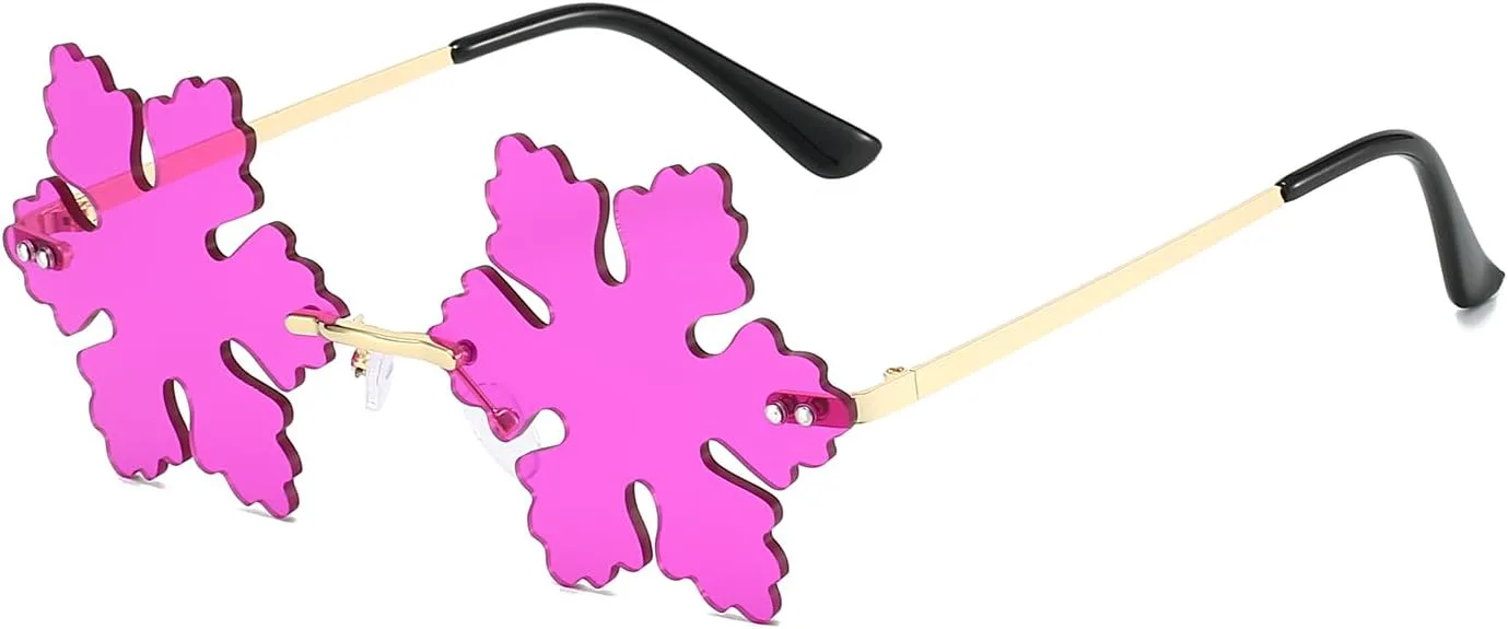 

Оригинальные солнцезащитные очки в форме снежинки — без оправы, для вечеринок, выпускных, с металлической оправой, унисекс, для косплея, Рождества GNOLONG, Purple