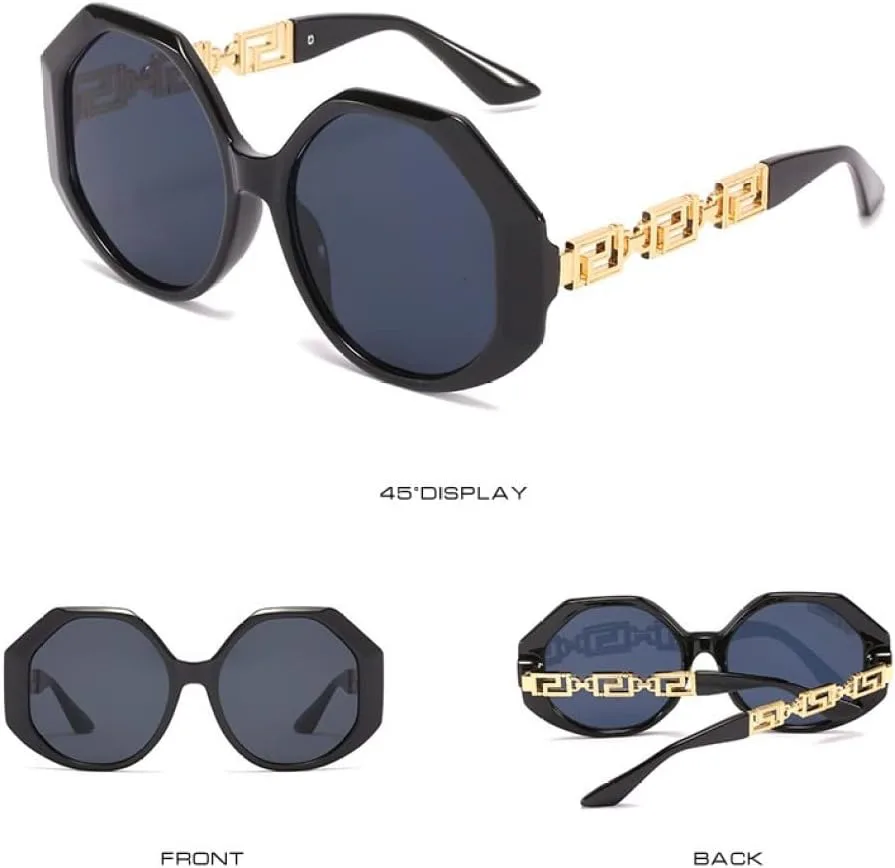 

Винтажные ретро-солнцезащитные очки большого квадратного размера для женщин, модные многоугольные солнцезащитные очки для мужчин и женщин MTZJH, Brown Brown