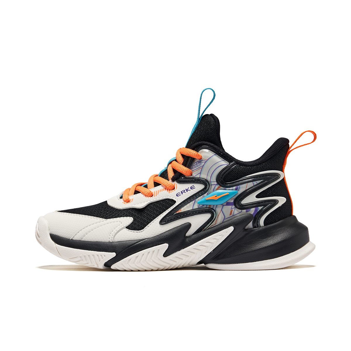 

ERKE KIDS Детские баскетбольные кроссовки Hawk Slip с противоскользящей амортизацией, износостойкими и отскоковыми подошвами, цвет черный/белый