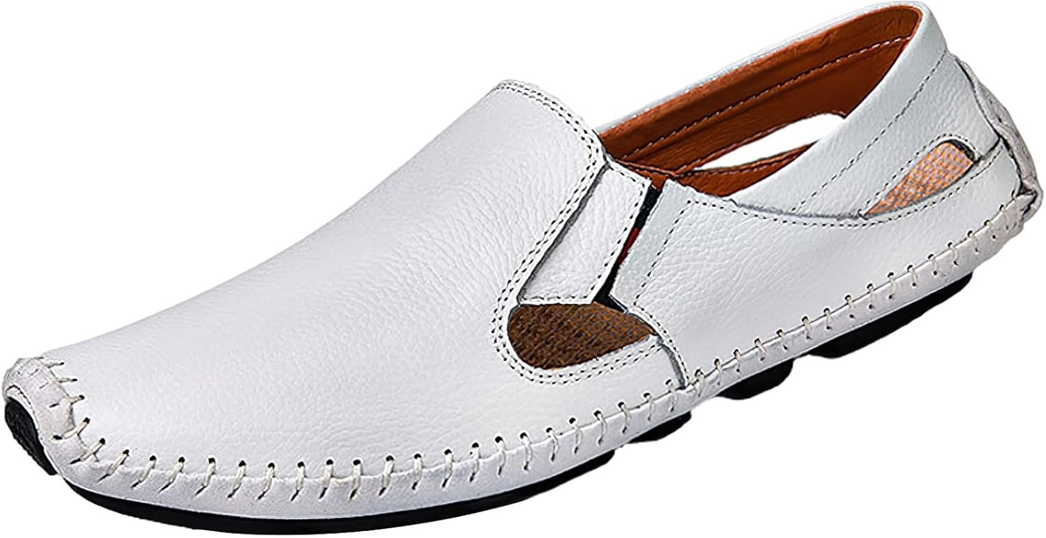 

Мужские кожаные мокасины rismart для вождения, комфортные слипоны для ходьбы, белый