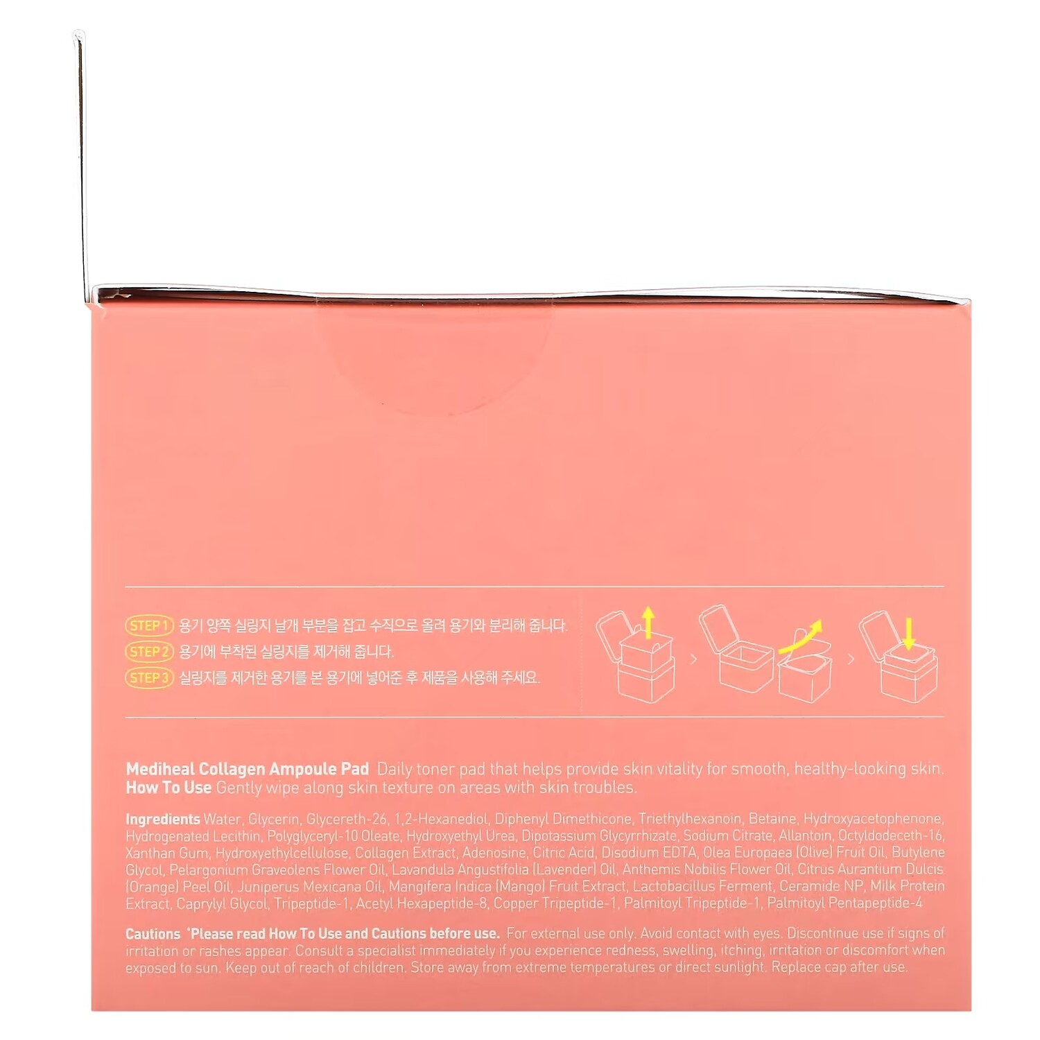Сыворотка Mediheal — Collagen Ampoule Pad, 100 подушечек, ,74 жидких унции, 170 мл — фото 3