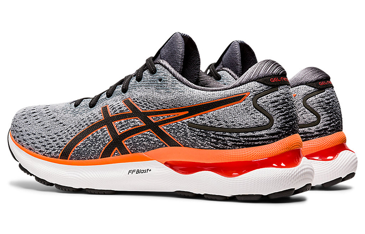 ASICS Гель Нимбус 24 Листовой Камень Серый Шокирующий Оранжевый — фото 4