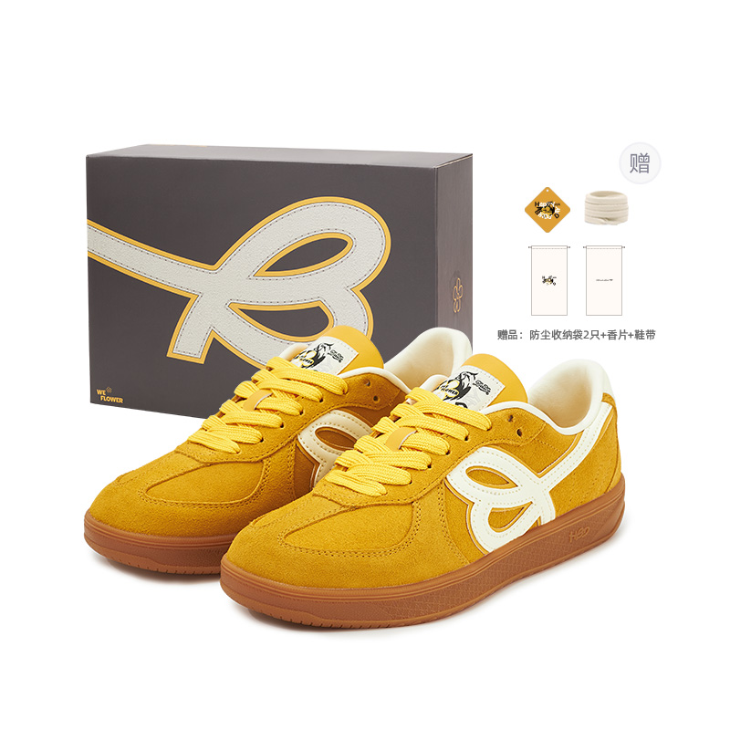 WE FLOWER S45 X German Army Trainers Унисекс Лоу-топ Белый - Гоночный желтый (Включает шнурки+Ароматерапевтическая таблетка+Пылезащитный мешок для хранения и т.д.) — фото 4