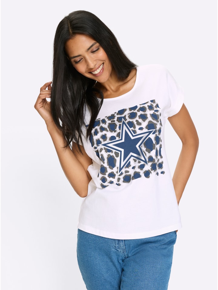 

Рубашка с короткими рукавами белого и джинсово-синего цветов Sieh an!