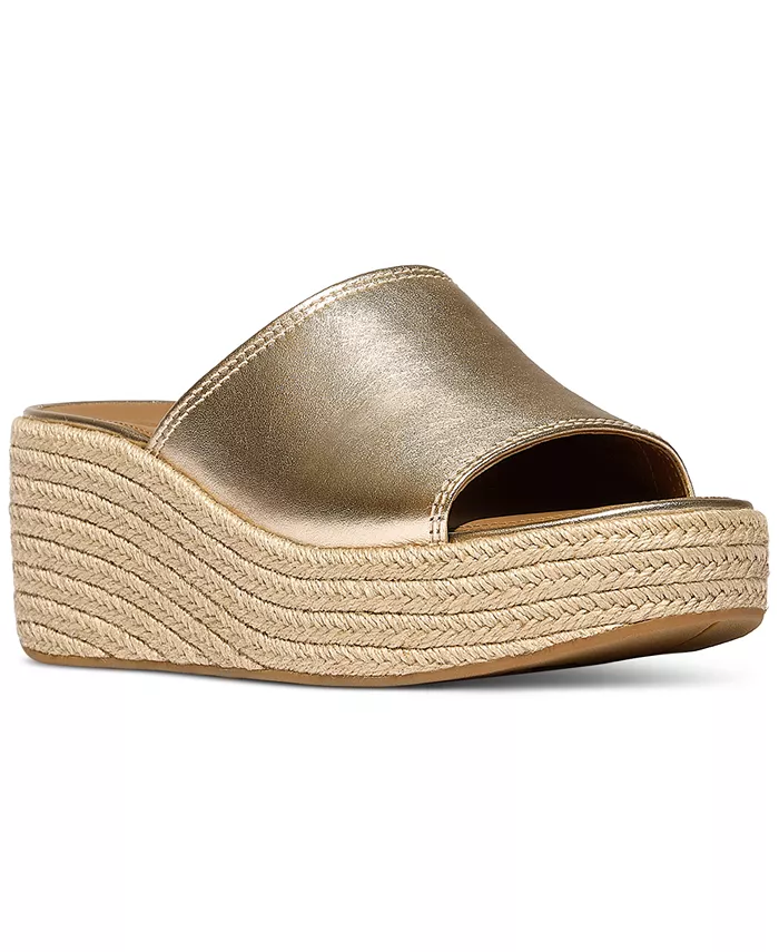 Женские платформы эспадрильи на клиньях из кожи Fitflop, золото