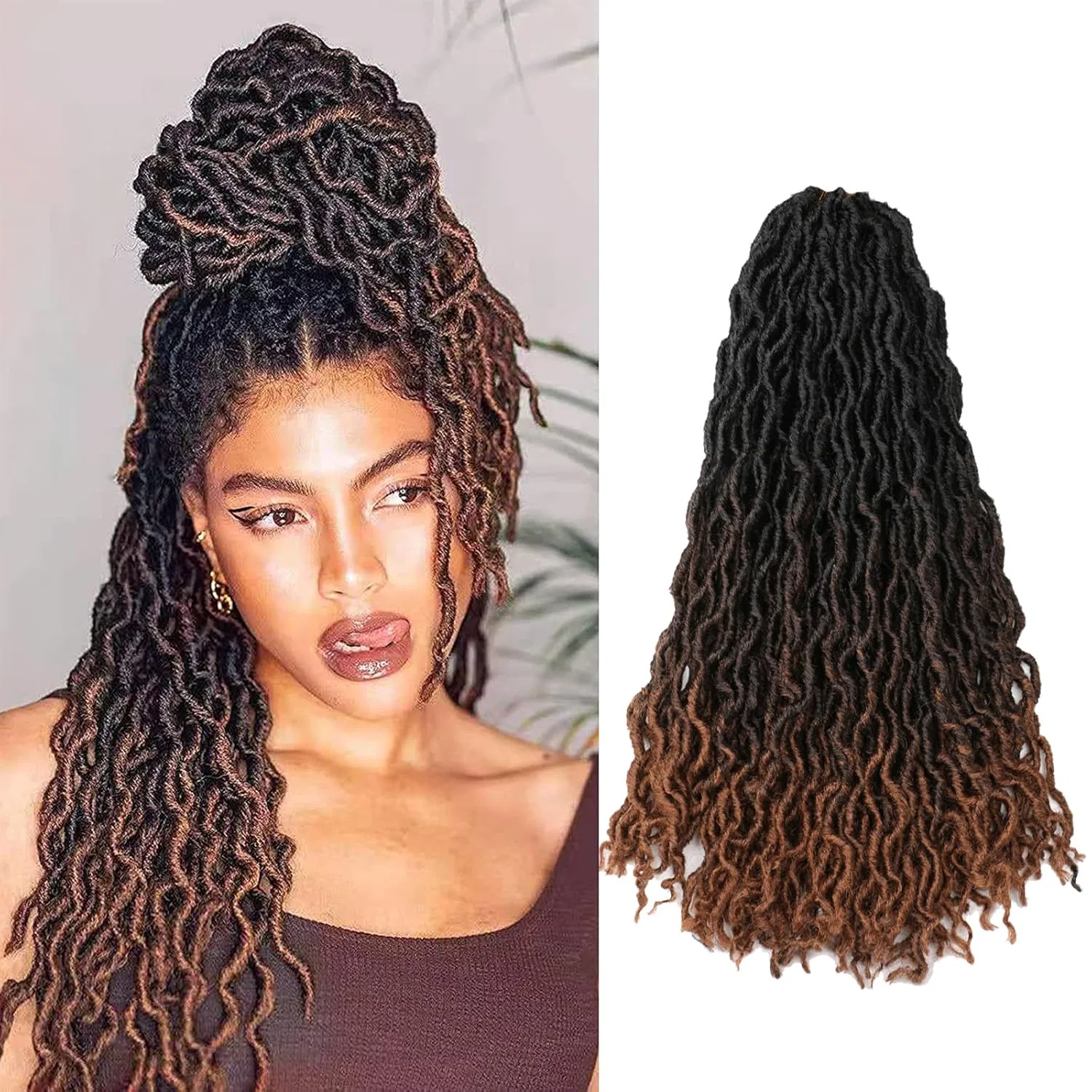 Искусственные дреды «Gypsy Faux Locs» для плетения крючком, 45.72 см, омбре, 6 упаковок Blissource, 1B/4/30