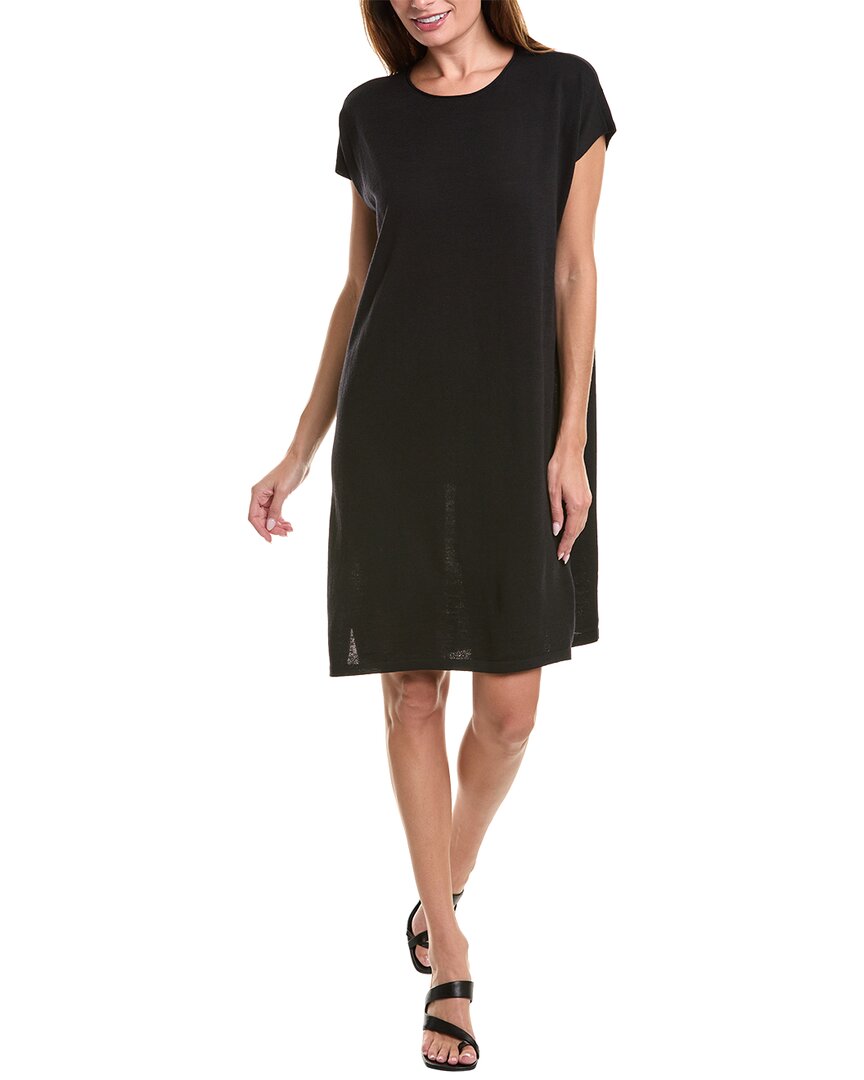 

Шерстяное платье-трапеция EILEEN FISHER с круглым вырезом, черный