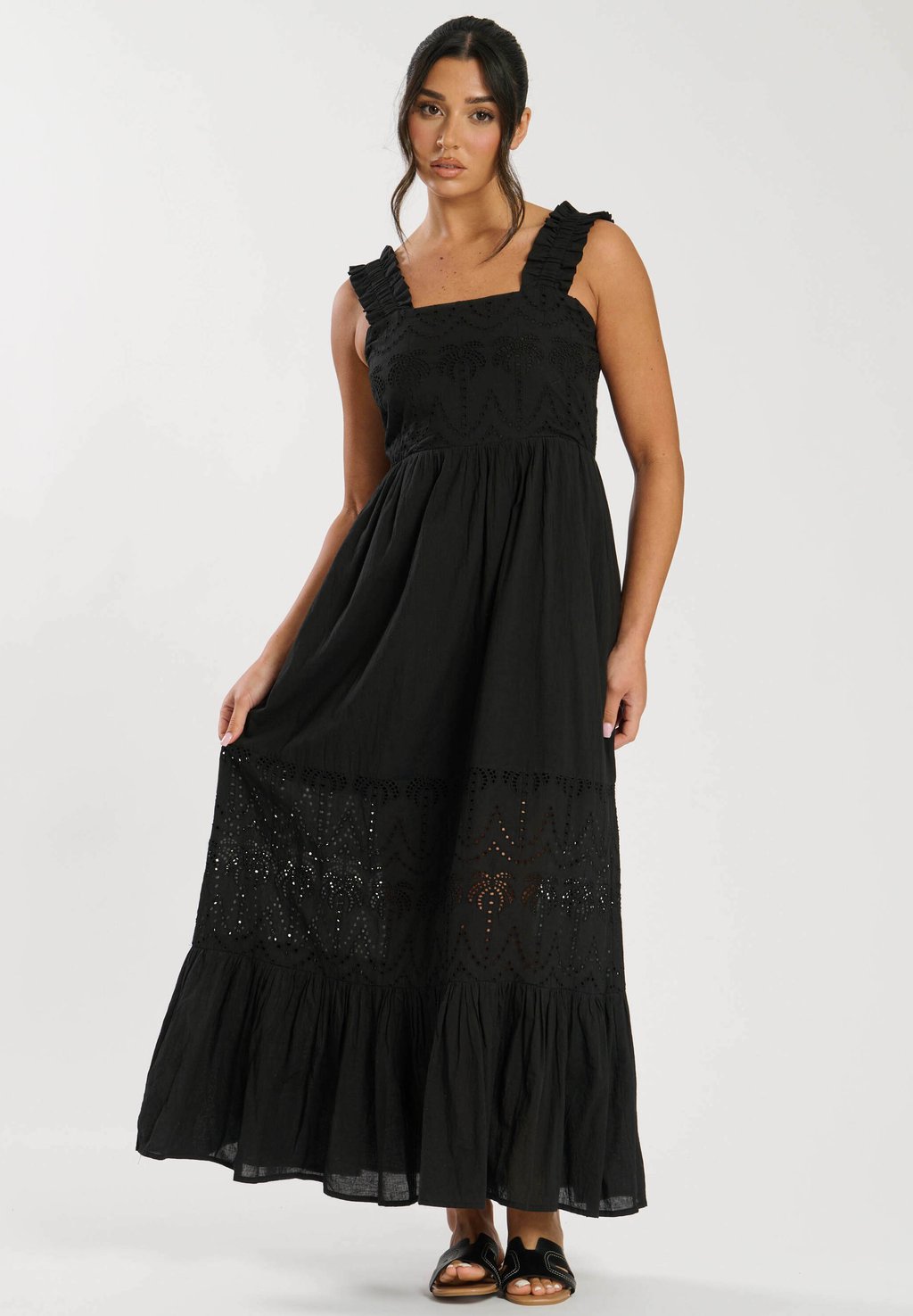 

Платье макси BRODERIE TIE PALM MAXI South Beach, черный