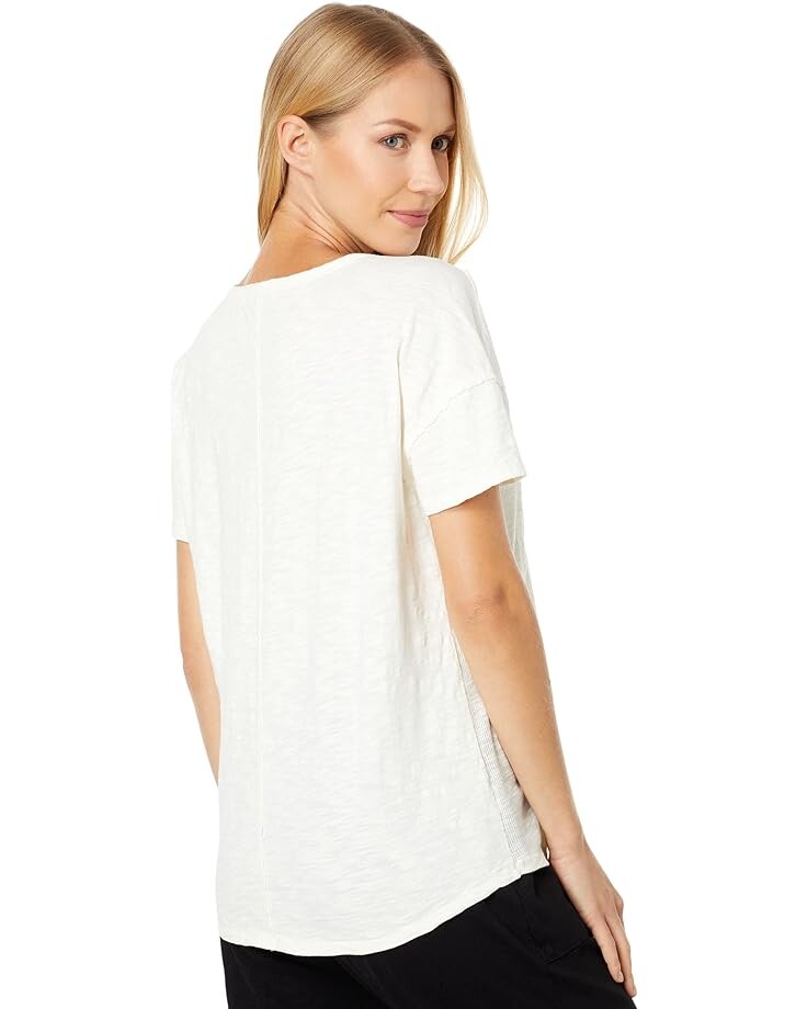 

Футболка Mod-o-doc Slub Jersey Short Sleeve V-Neck Rib Mix Tee, слоновая кость