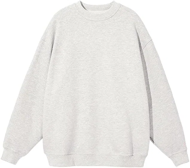 Свитшот женский свободный, Casual, хлопок/полиэстер, White Gray