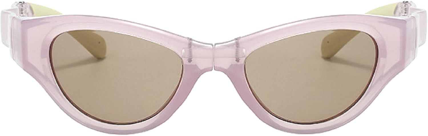 

Модные женские солнцезащитные очки «кошачий глаз», стильные складные солнцезащитные очки с портативной защитой от УФ-излучения, женские овальные солнцезащитные очки N47 mincl, Clear Pink