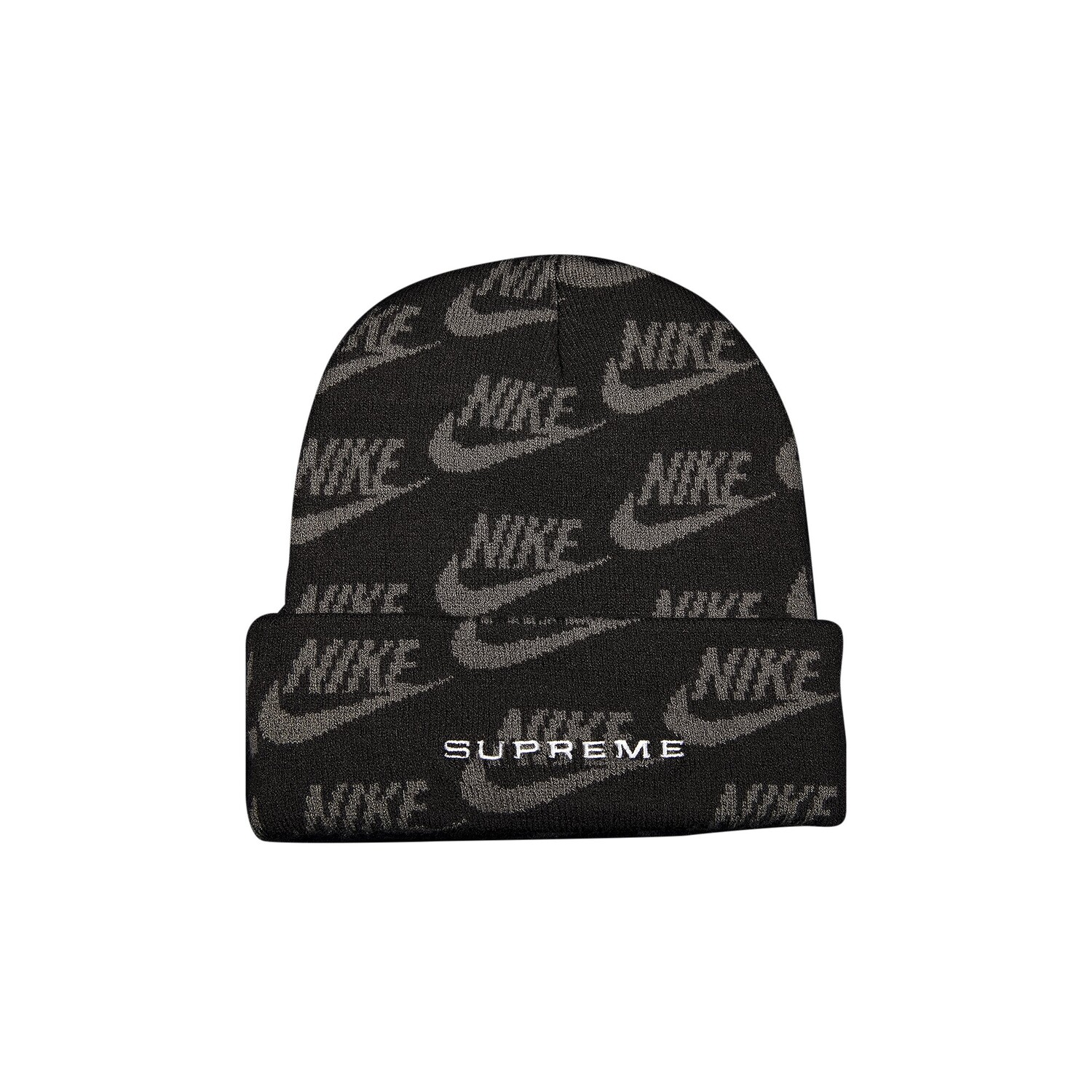 

Черная шапка с жаккардовым логотипом Supreme x Nike