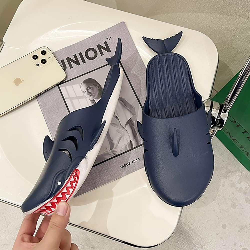 Тапочки Todoroki Shoto Shark, нескользящие, сабо, сандалии, тапочки в виде рыбок, пляжные тапочки для душа, тапочки в виде рыбок, унисекс, синий — фото 2