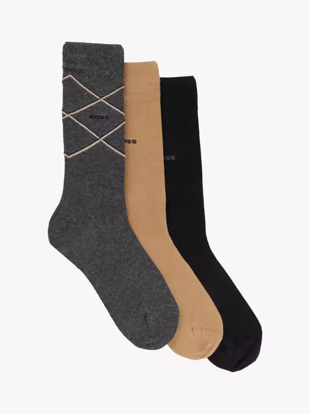 

Носки HUGO BOSS BOSS Plain & Pattern 3 шт, цвет black/camel/grey