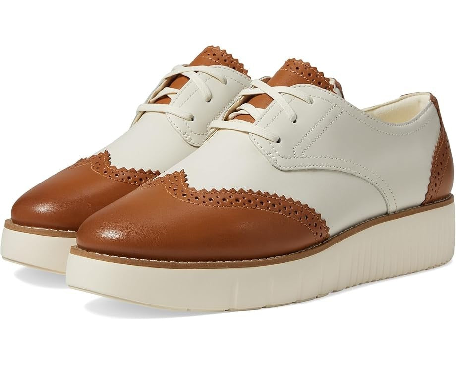 Женские туфли-оксфорды Cole Haan Grand City Platform, карамельного цвета слоновой кости, с клиновидным носком VER455