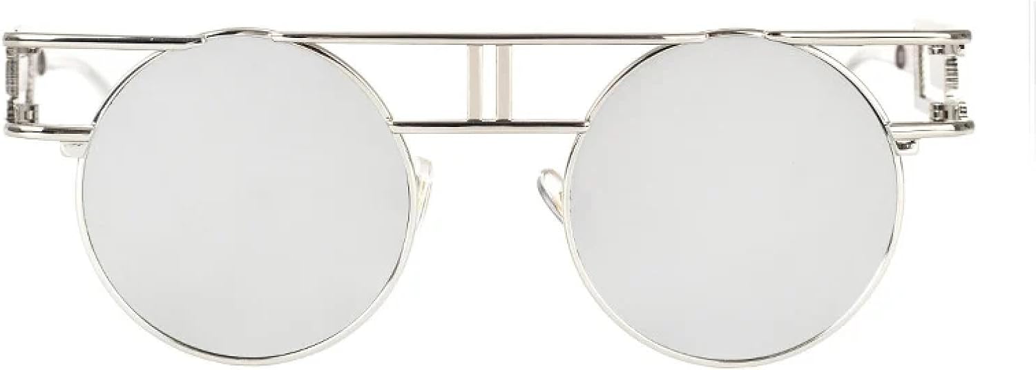 

Круглые солнцезащитные очки из сплава для женщин и мужчин, модные, с большими зеркальными оправами, в стиле стимпанк, с защитой от УФ-излучения UV400 TKKTLLT, C5silver Mirror