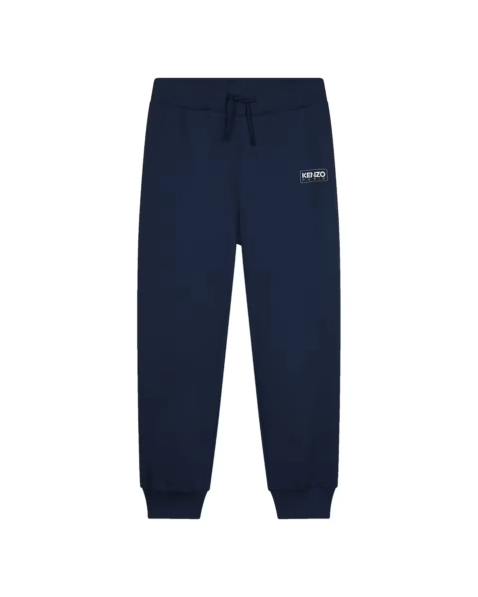 

Детские спортивные штаны из 100% хлопка с кулиской Kenzo Kids, темно-синий