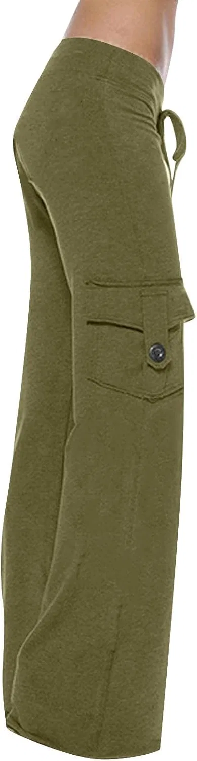 Широкие спортивные брюки йога с карманами, цвет Army Green#02