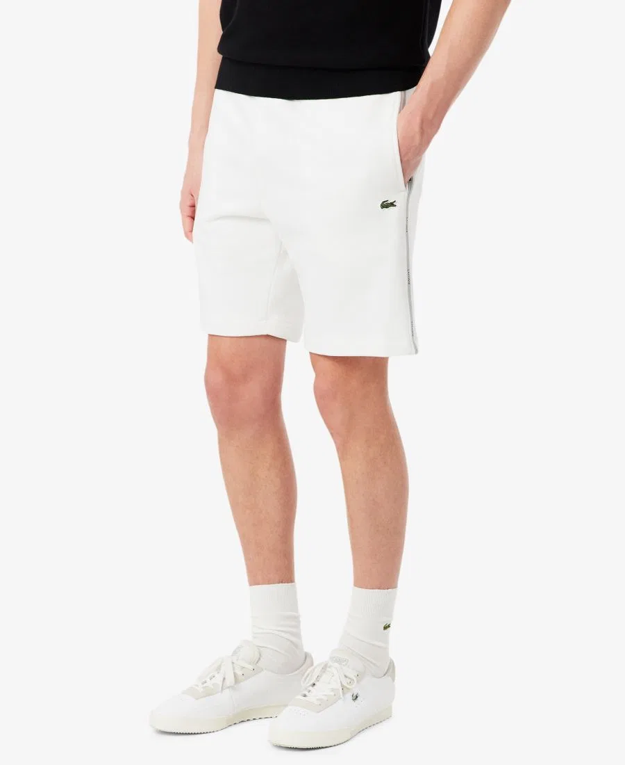 Шорты мужские Lacoste флисовые прямые с логотипом и полосками