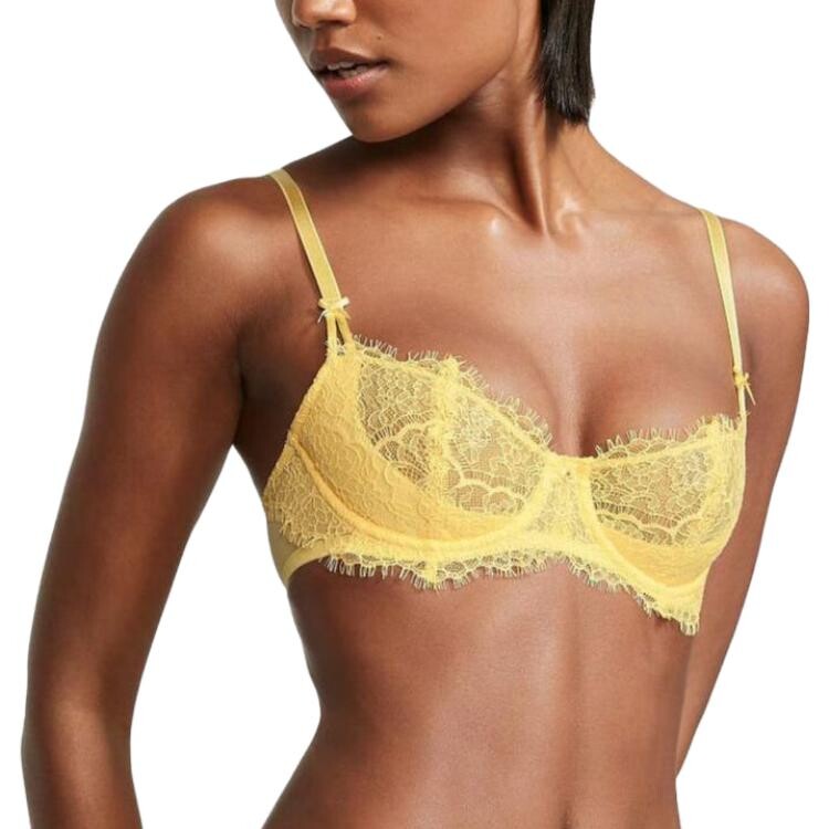 Женский бюстгальтер Victoria's Secret кружевной, лимонный