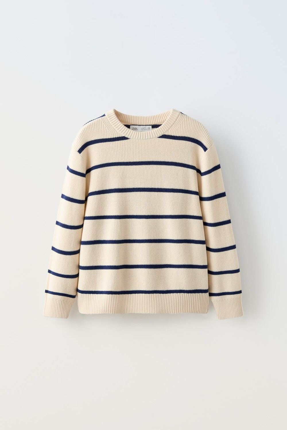

Свитер однотяжной вязки ZARA, темно-синий/белый