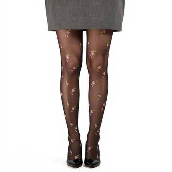 

Женские ажурные колготки с цветочной вышивкой и эластичной посадкой Anna-Kaci, Black