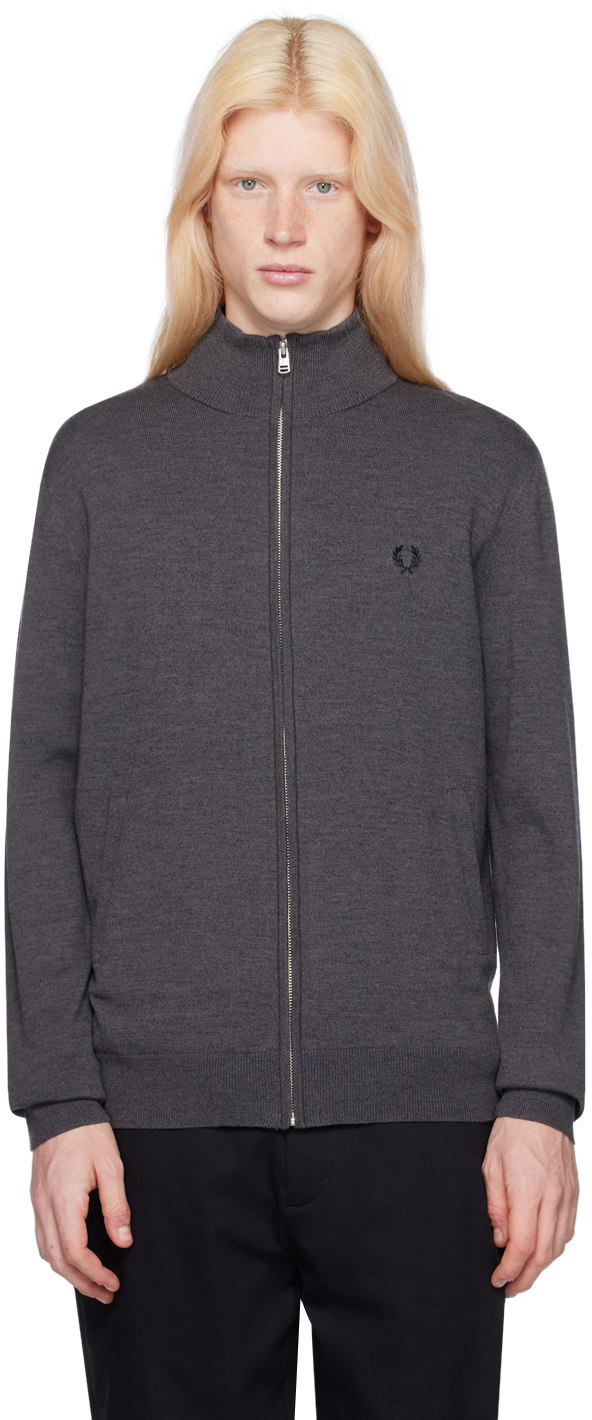 

Серый классический кардиган на молнии Fred Perry