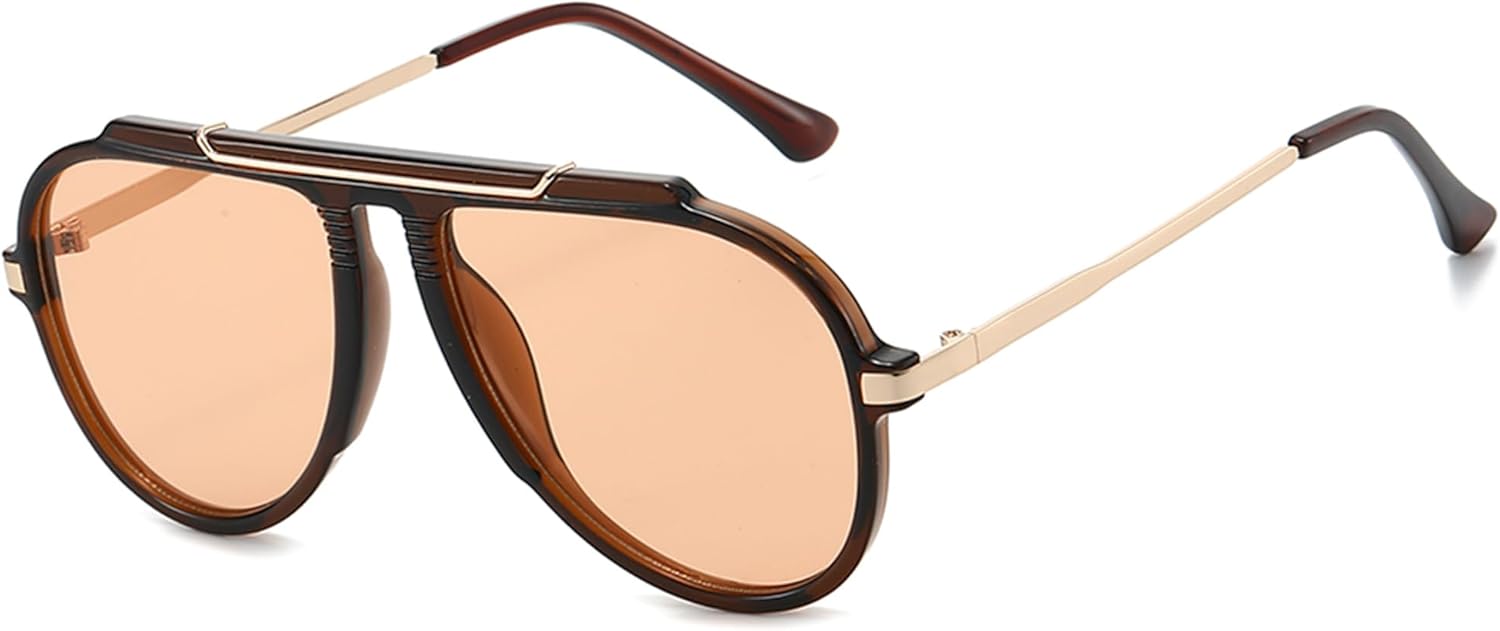 

Солнцезащитные очки-авиаторы Onrtry большого размера для женщин и мужчин в стиле ретро 70-х годов с золотистым металлическим покрытием и крупной оправой, A05 Brown Frame - Champagne Lens