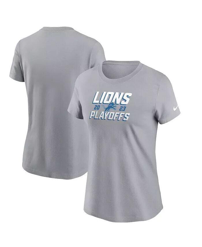 

Женская серая футболка Detroit Lions 2023 NFL Playoffs Iconic Nike, серый
