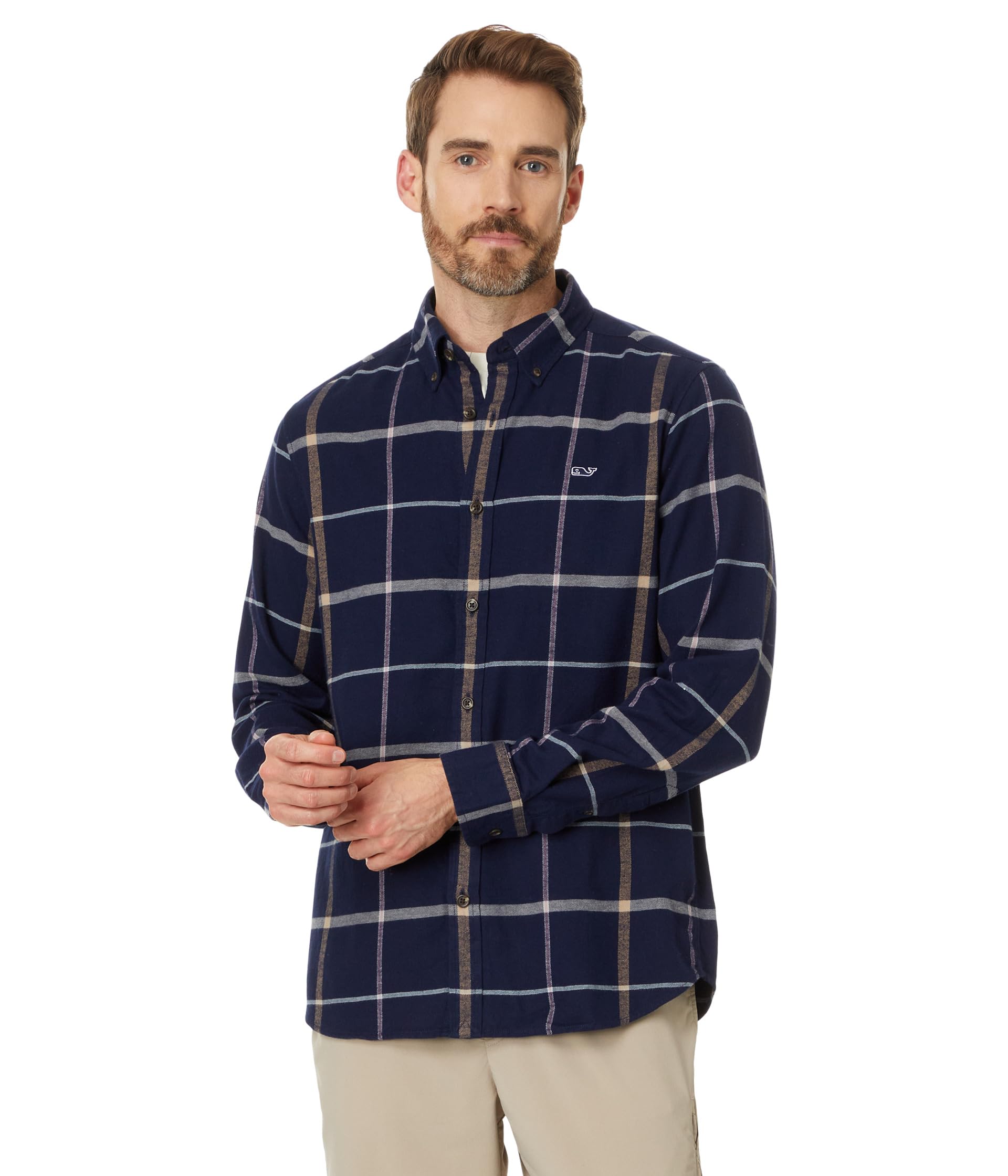 

Рубашка Vineyard Vines Flannel Plaid Whale Shirt, цвет NAUTICAL NAVY PLD