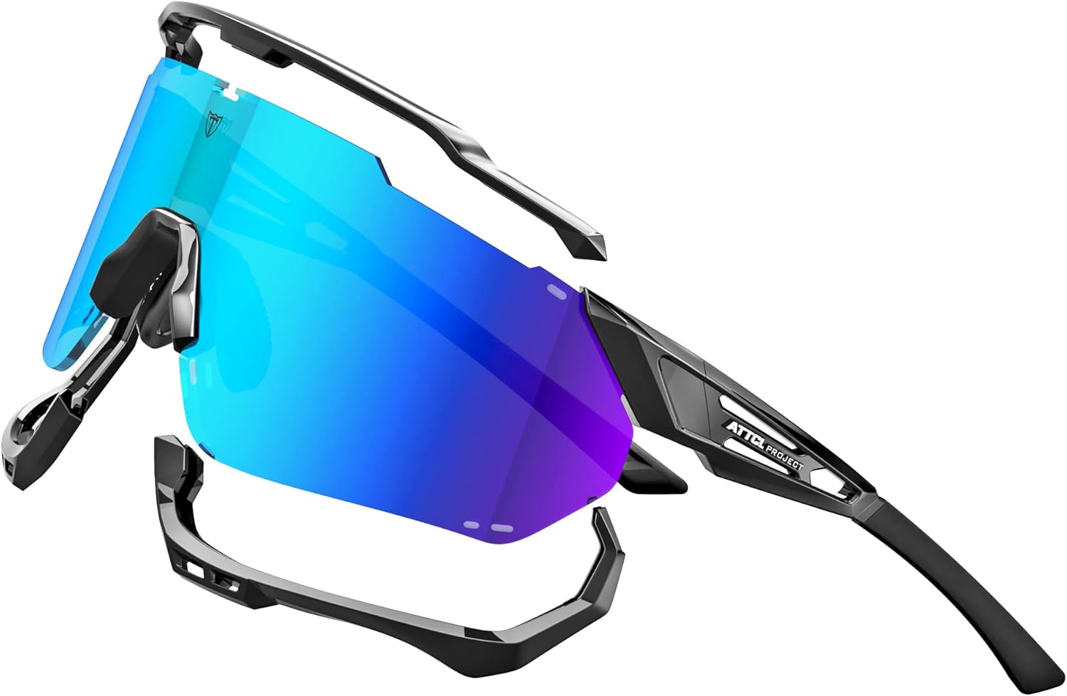 

Роскошные велосипедные солнцезащитные очки ATTCL для мужчин и женщин, спортивные очки, защита от УФ-излучения UV 400 для езды на велосипеде, катания на лыжах и вождения автомобиля, Black+blue/Mirrored