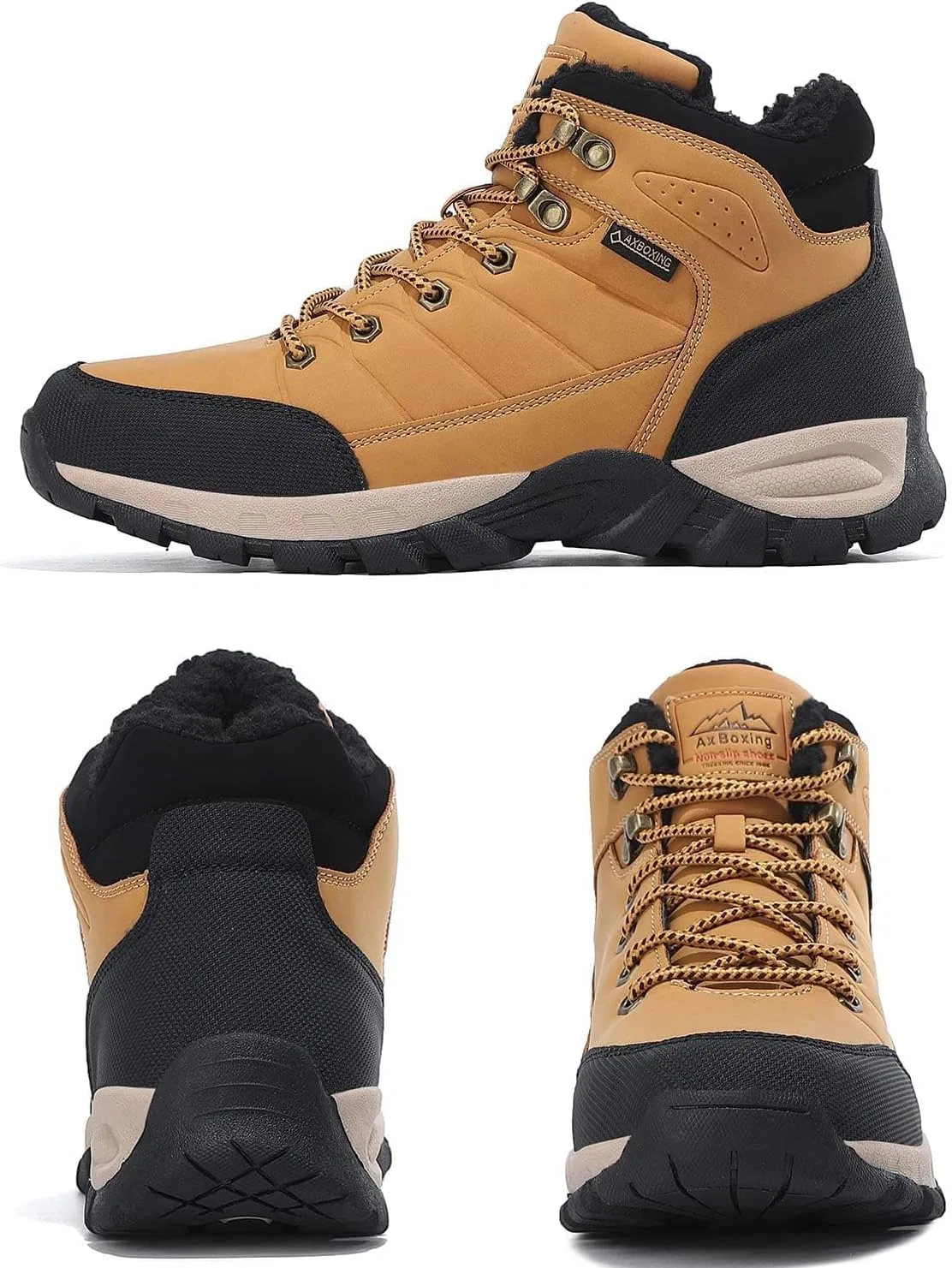 Зимние ботинки ARRIGO BELLO Winterschuhe Herren Gefüttert Winterstiefel Leder Stiefel Warmes Fell Trekking Stiefeletten Größe 41-46, Yellow — фото 4