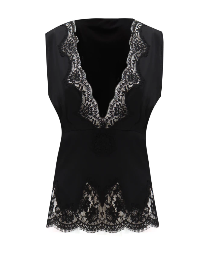 

Женственный топ с кружевной отделкой Ermanno Scervino, черный