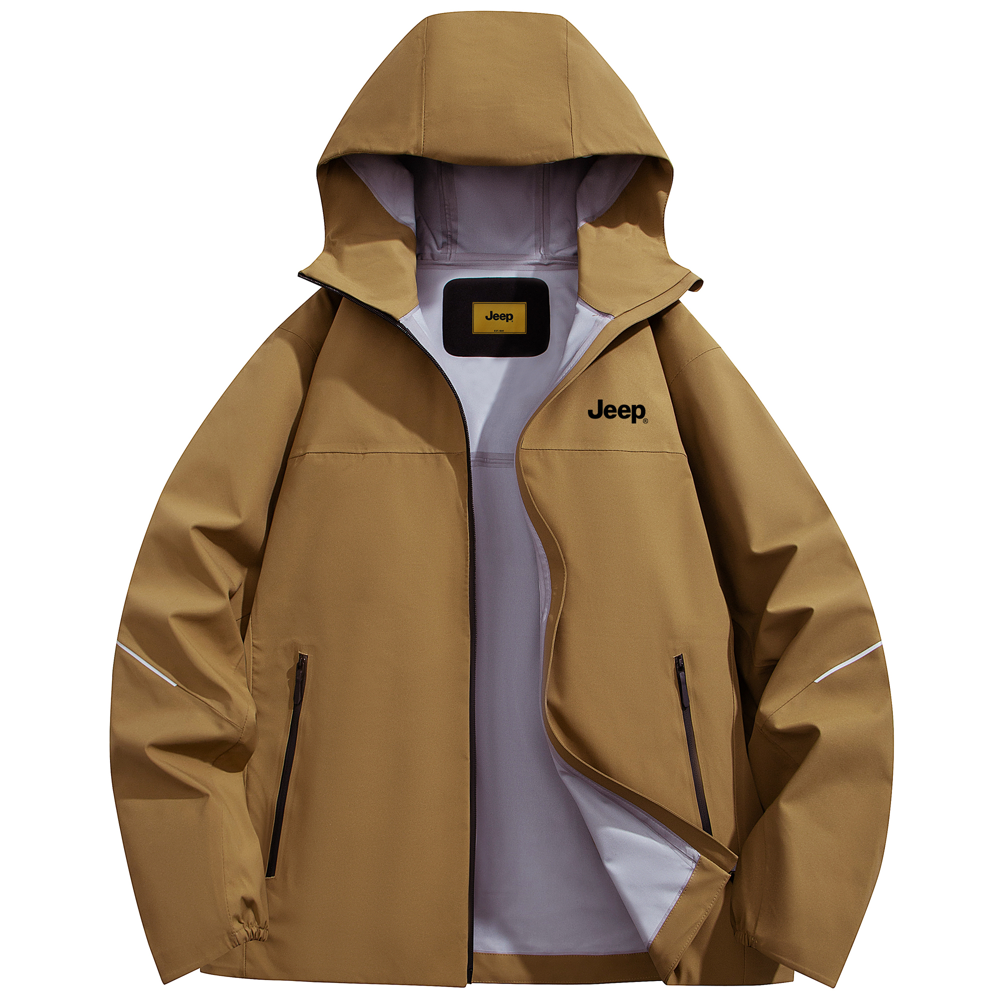 

Ветровка Unisex Waterproof, Windproof, Breathable, Abrasion Resistant, Thermal, Lightweight Jeep, mocha[single layer windbreaker jacket]