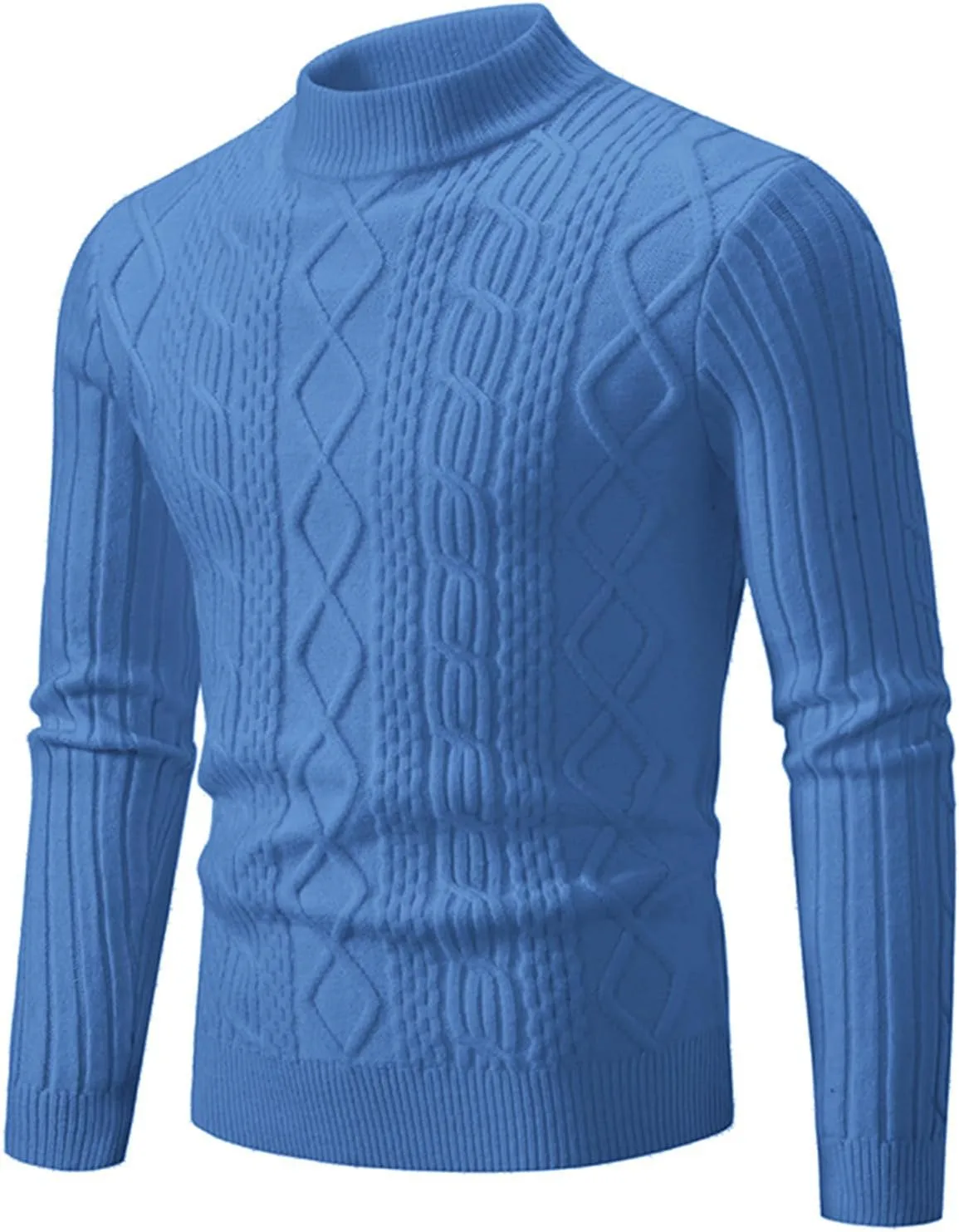 

Мужской свитер Slim Fit с воротником-водолазкой и ажурной вязкой