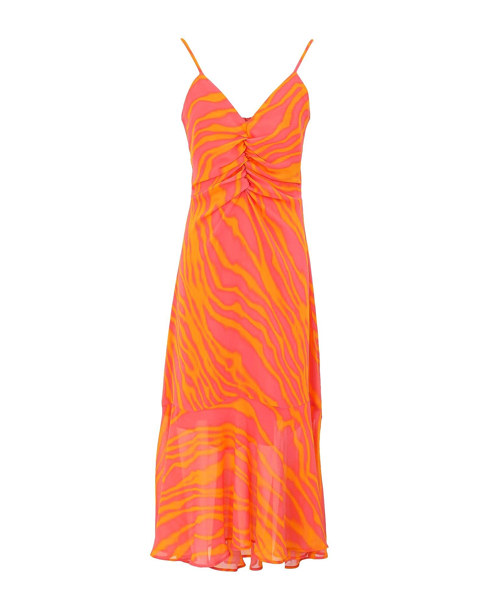 

Макси платье Printed Chiffon Ruffle Slip Midi Dress 8 By Yoox, оранжевый