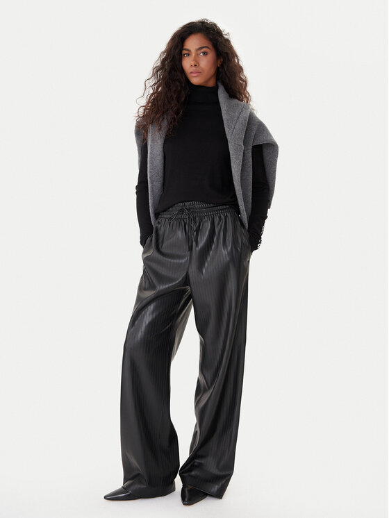 Брюки из искусственной кожи relaxed fit Talpina 50548123 Boss, черный — фото 2
