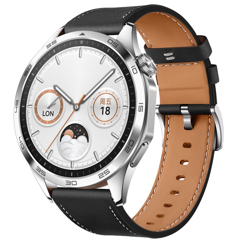 

IBOANN Часы Watch Band Huawei Compatibility Genuine Leather Material, Phantom Night Black [GT4 leather ★ strap]