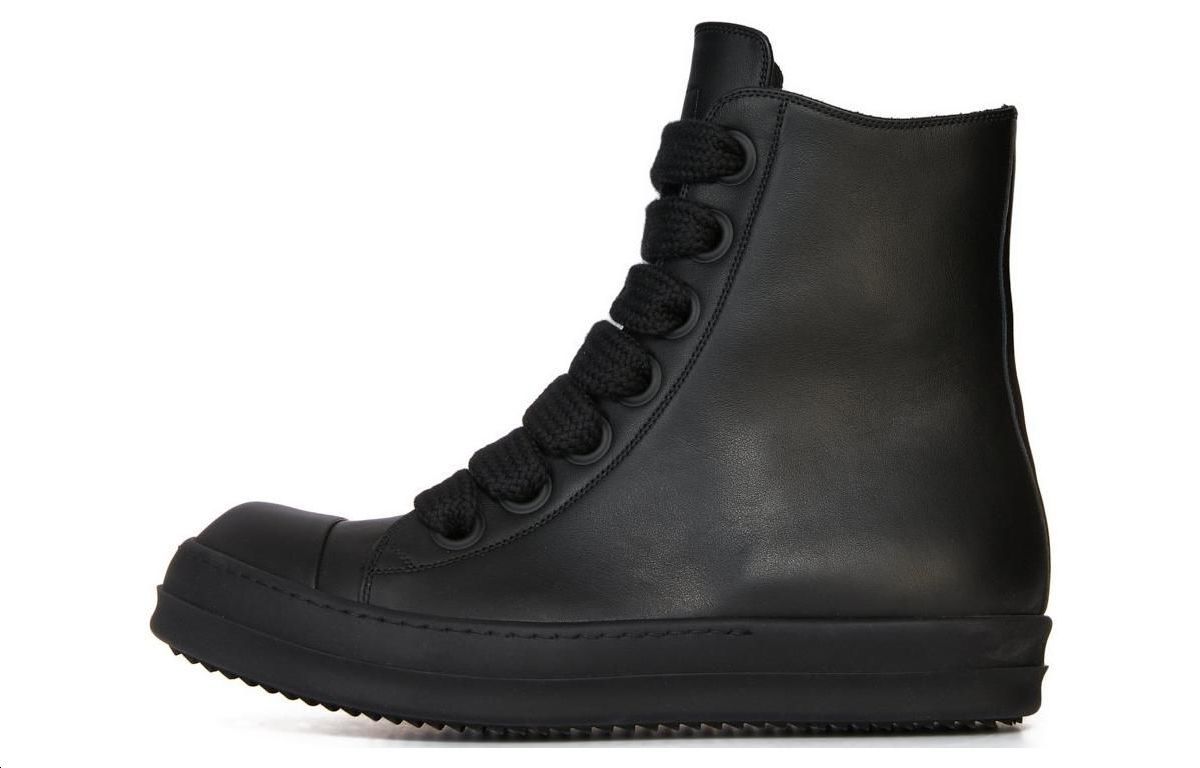 Высокие кожаные кроссовки для скейтбординга женские черные RICK OWENS