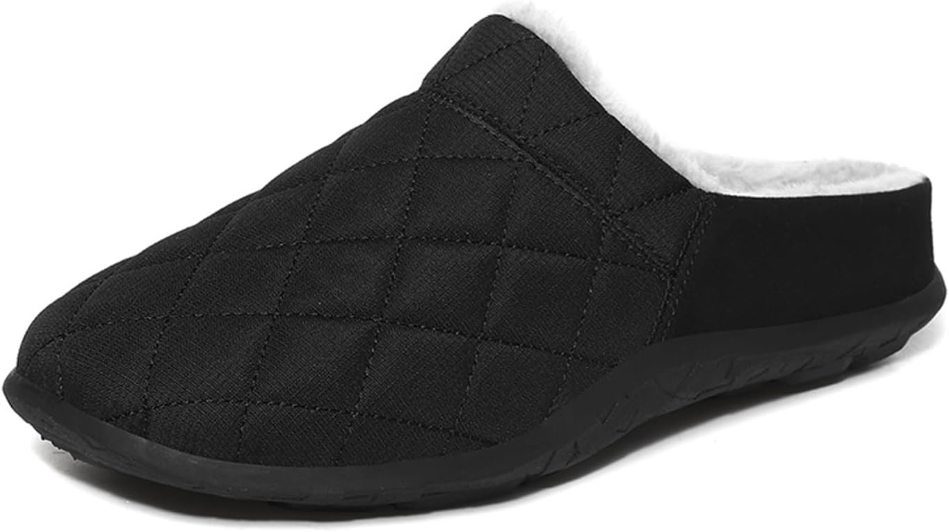 

Мужские домашние тапочки LLTMALL с плюшевой подкладкой, с закрытым носком, теплые для зимы, для дома и улицы, черный