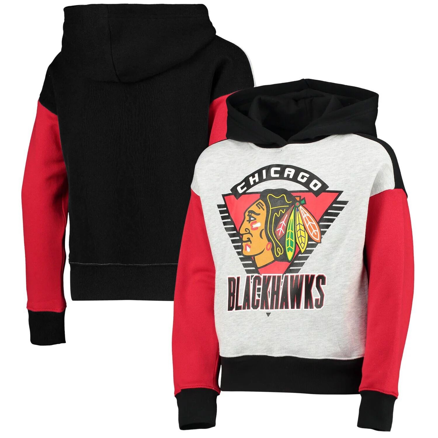 

Пуловер с капюшоном для девочек, молодежный серый/черный Chicago Blackhawks Let's Get Loud Outerstuff