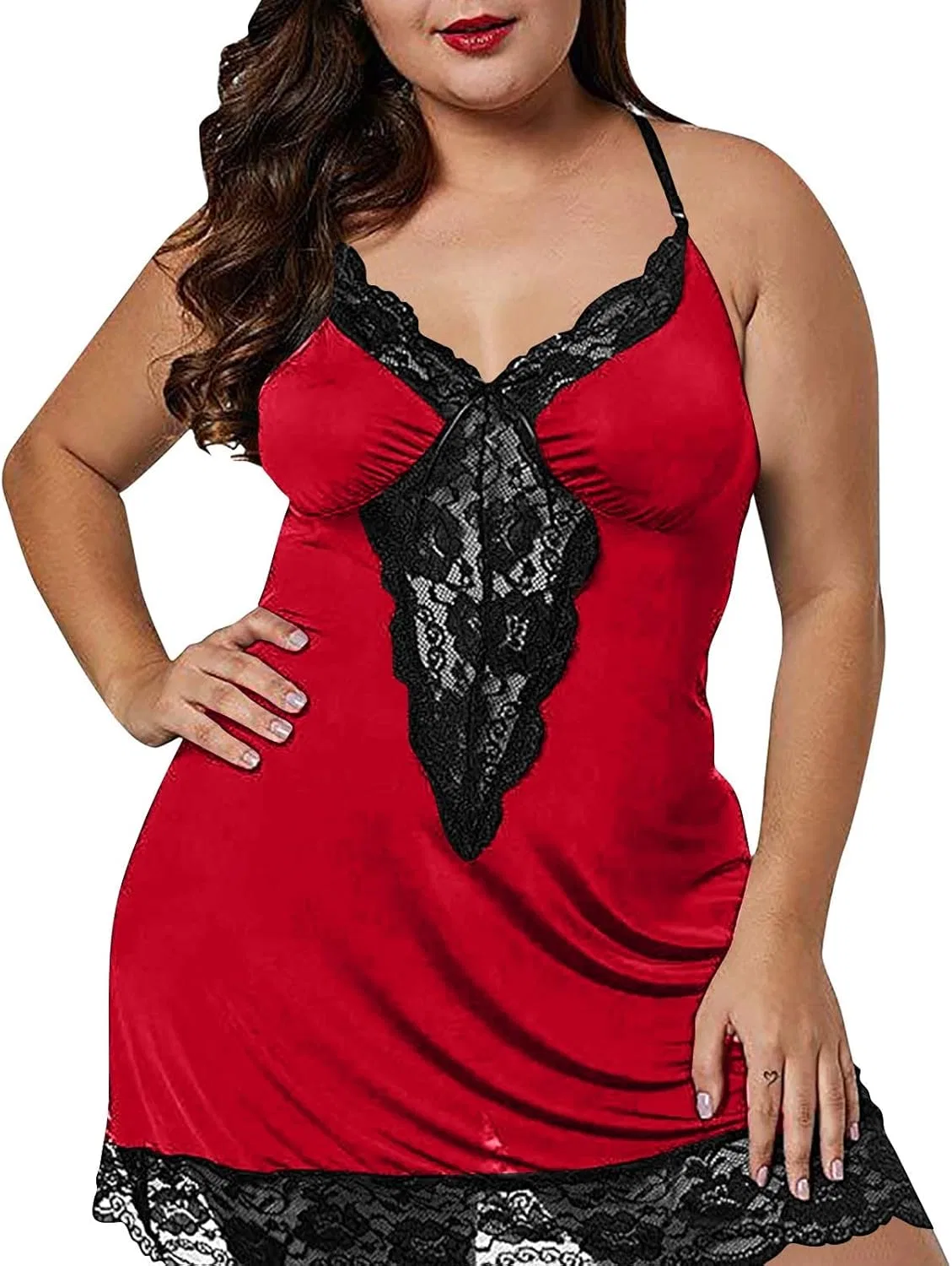 Ночная рубашка кружевная Lingerie, красный — фото 4