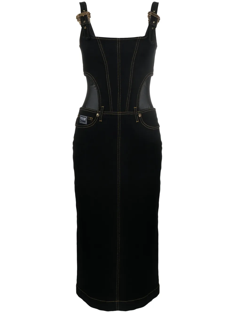 

Джинсовое платье с контрастной строчкой Versace Jeans Couture, черный