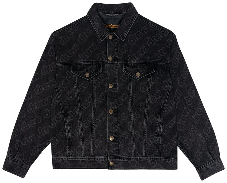 

Куртка Drew House Secret Letter All Over Loose Denim Jacket 'Black', черный