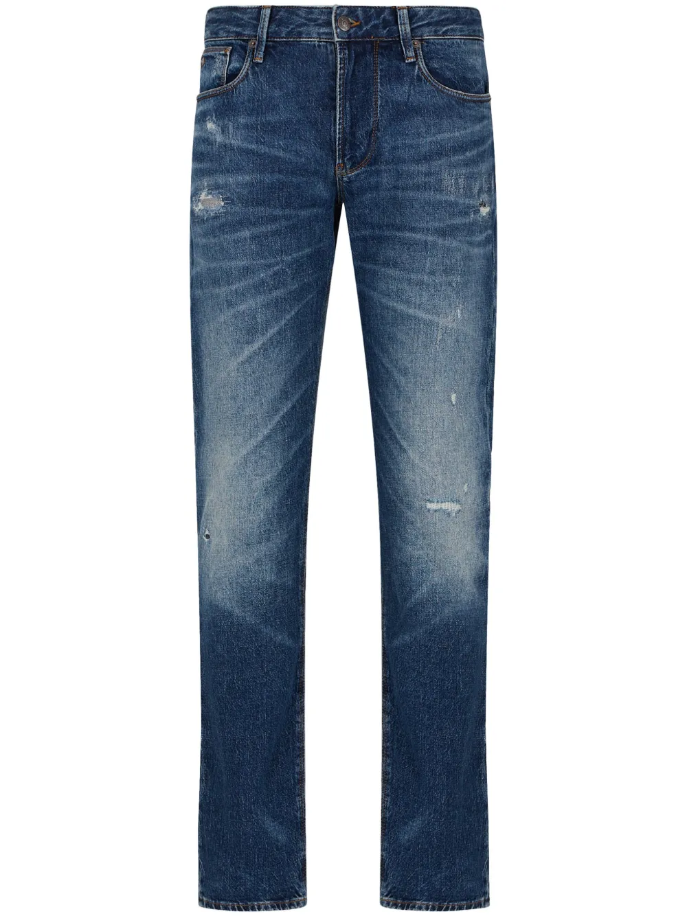 

Узкие джинсы J06 с эффектом потертости EMPORIO ARMANI, синий