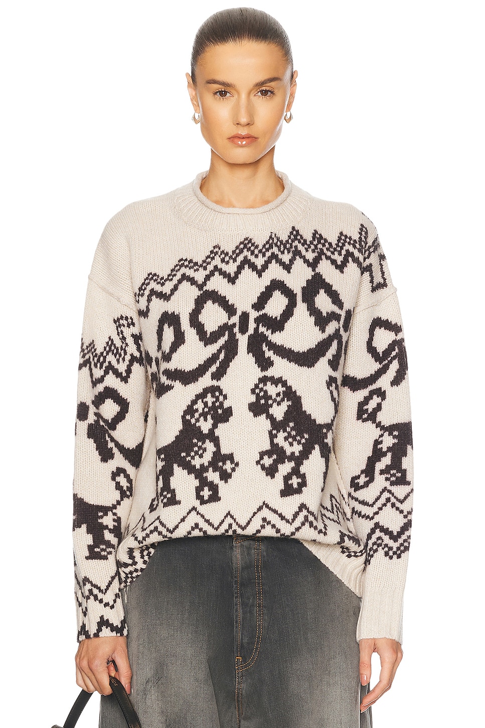 

Kaisen Donegal Fair Isle Свитер Acne Studios, White & Black