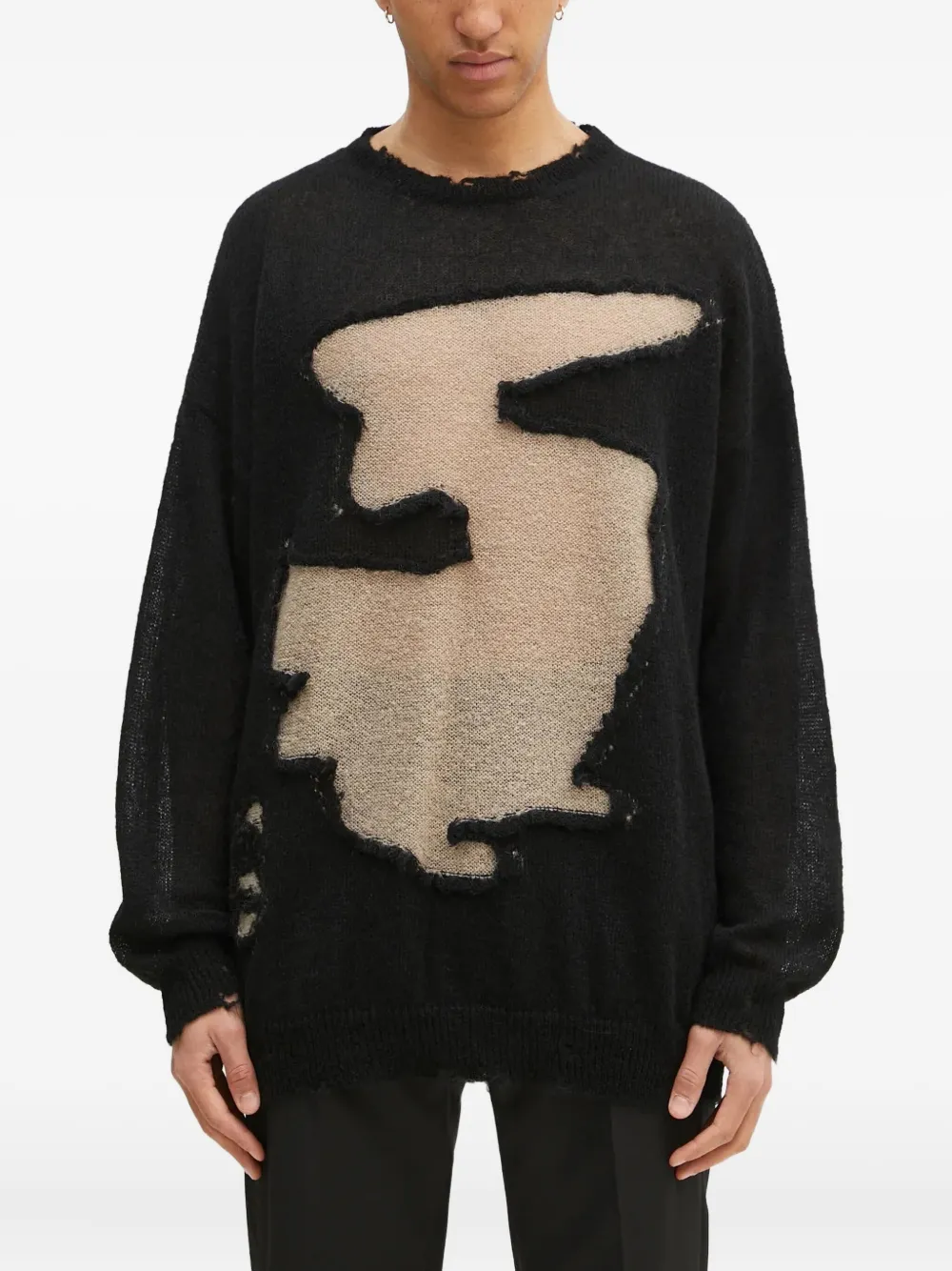 

Свитер с эффектом потертости MM6 Maison Margiela, черный