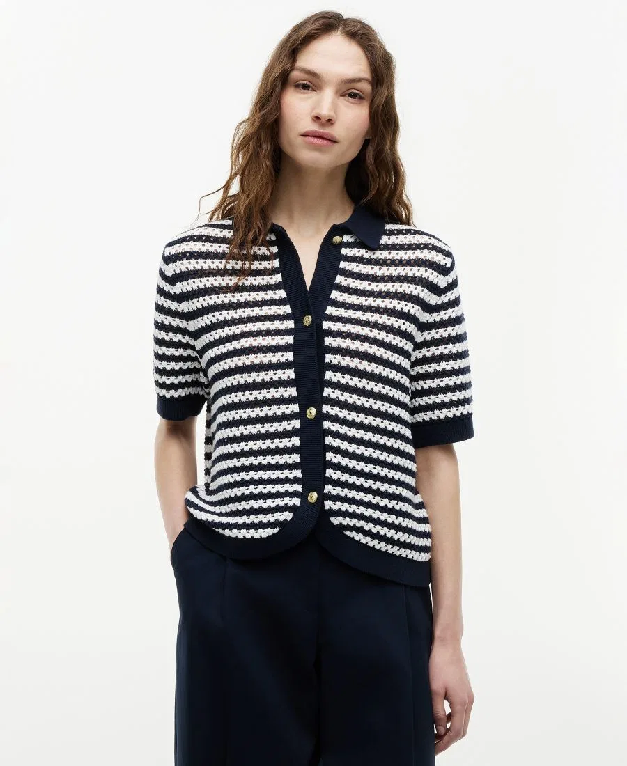 Женский вязаный крючком кардиган с короткими рукавами Tommy Hilfiger, Dark Night Navy / Ecru
