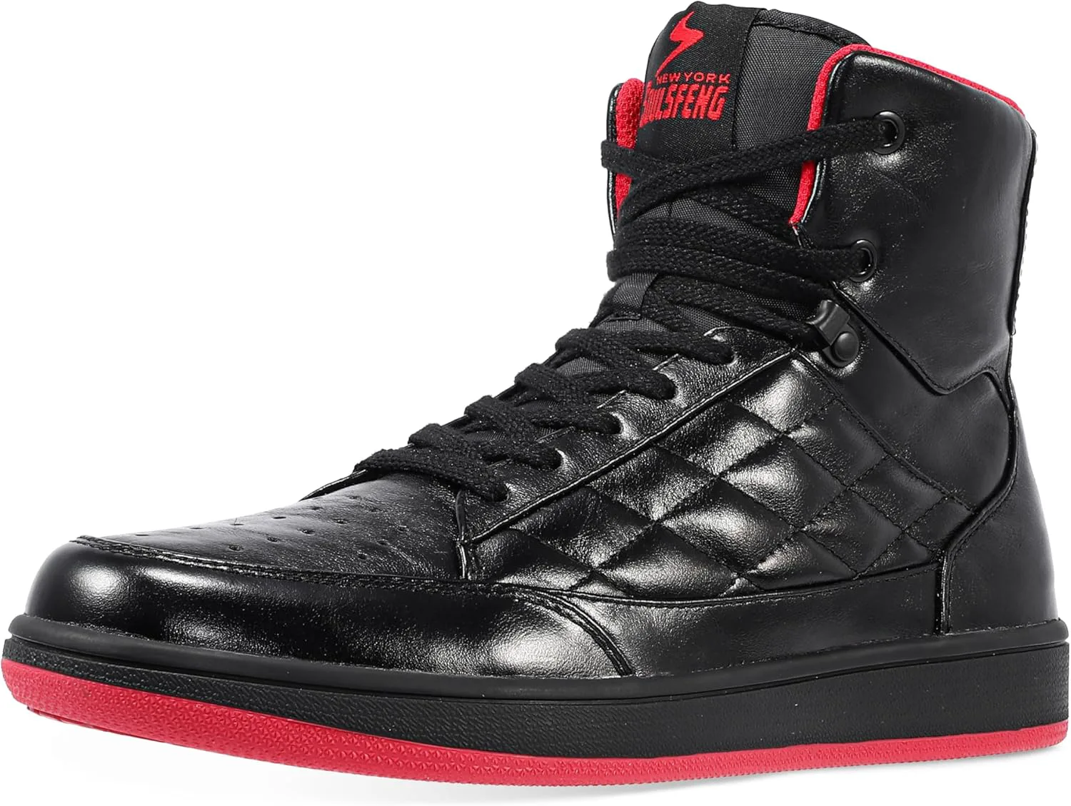 

Мужские и женские высокие кеды Soulsfeng, кожаные ботинки на шнуровке, прогулочные теннисные туфли, черный